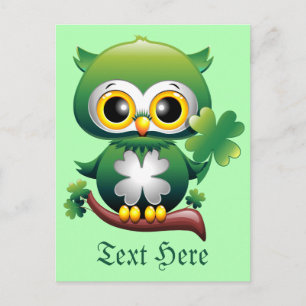 Carte Postale Baby Owl St Patrick Paddy Cartoon