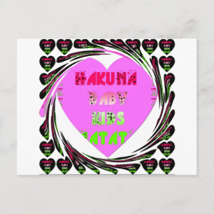 Carte Postale Baby Pink Hearts Hakuna Matata Baby Kids Design.p