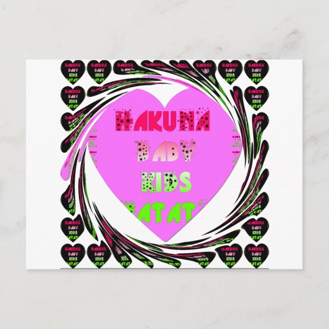 Carte Postale Baby Pink Hearts Hakuna Matata Baby Kids Design.p (Devant)