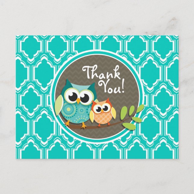 Carte Postale Baby shower Aqua Turquoise Retro Ows (Devant)
