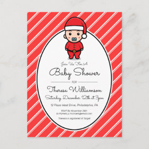 Carte Postale Baby shower   Baby Santa Claus Sucre de canne cart