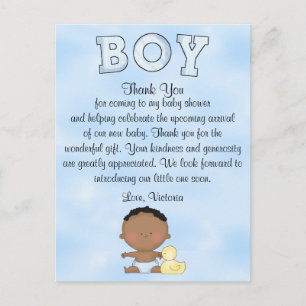 Carte Postale baby shower bébé garçon ethnique