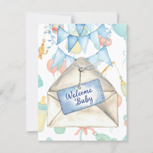 Carte Postale Baby shower Bienvenue bébé pour les amateurs de pê