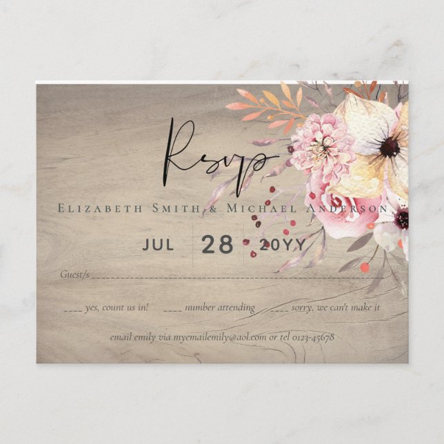 Carte Postale BABY SHOWER BUDGÉTAIRE Peach Rose Floral (Devant)