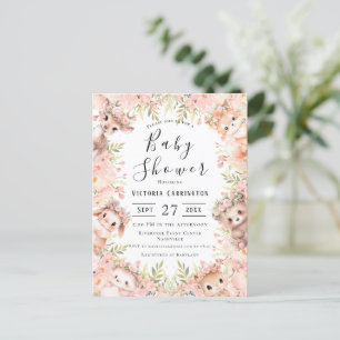Carte Postale Baby shower budgétaire sur les animaux des bois