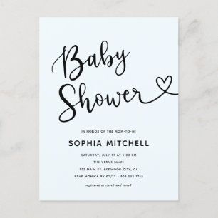 Carte Postale Baby shower cardiaque minimaliste simple