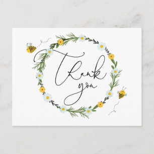 Carte Postale Baby shower d'abeilles Merci