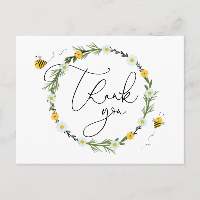 Carte Postale Baby shower d'abeilles Merci (Devant)