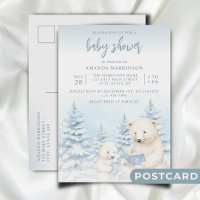Baby shower d'aquarelle bleu d'ours polaire d'hive