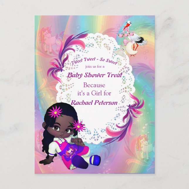 Carte Postale Baby shower de Baby shower coloré Rainbow Spirals (Devant)