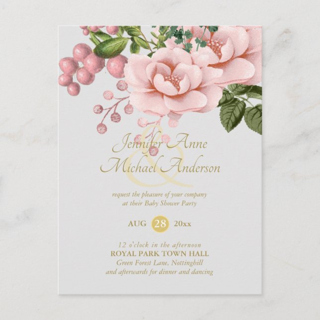 Carte Postale Baby shower de bouquet Blush Rose Gold (Devant)