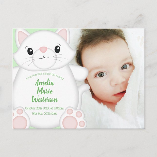 Carte Postale Baby shower de chat Kitty (Devant)