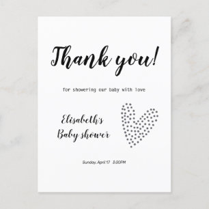 Carte postale Baby shower de Merci minimaliste
