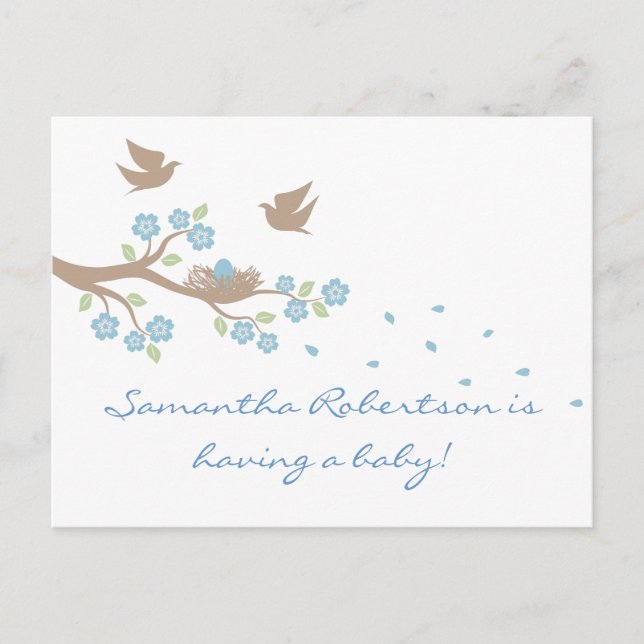 Carte postale Baby shower de nids d'oiseaux (Devant)