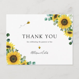 Carte postale Baby shower de tournesol Bee Merci