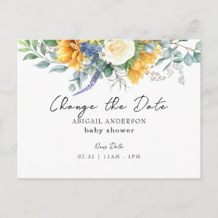 Carte Postale Baby shower de tournesol jaune Modifier la date
