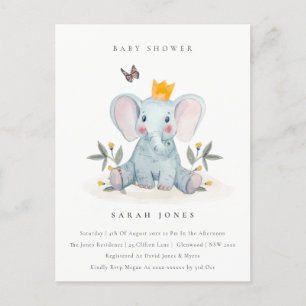 Carte Postale Baby shower d'éléphant de fermentation mignon en b