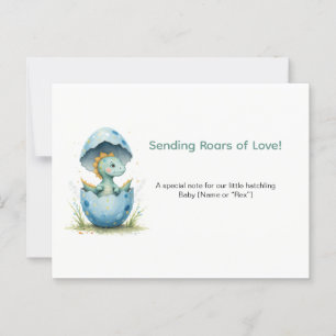 Carte Postale Baby shower Dinosaur Boy Editable Blue Jungle Dino