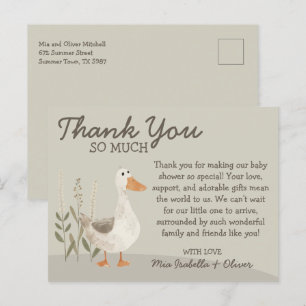 Carte postale Baby shower d'oie d'aquarelle Merci