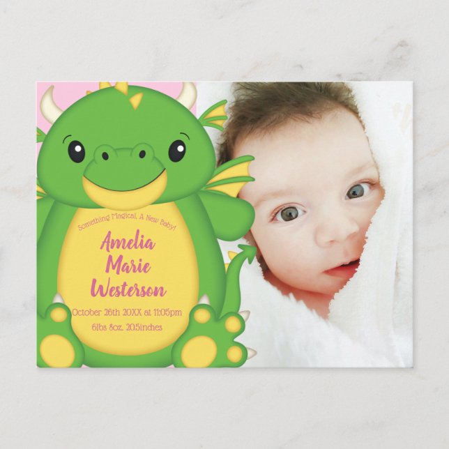 Carte Postale Baby shower Dragon (Devant)