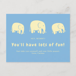 Carte Postale Baby shower éléphant bleu bébé