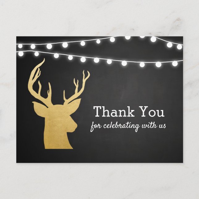 Carte Postale Baby shower | Faux Gold Foil Antler | Tableau (Devant)