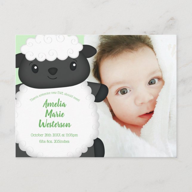 Carte Postale Baby Shower Ferme Mouton (Devant)