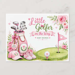 Carte Postale Baby Shower Fille de golfeur Golf