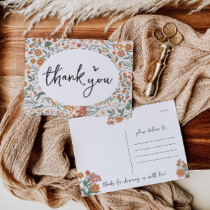 Carte postale Baby shower Fleur sauvage rustique