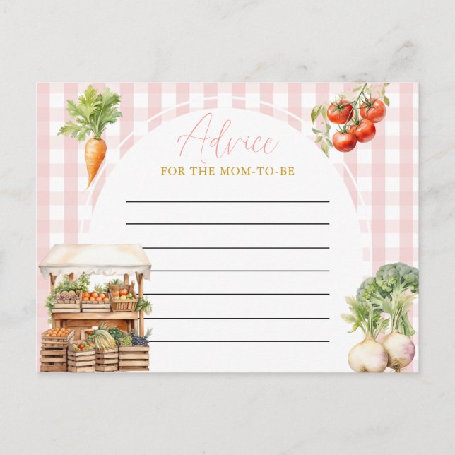 Carte Postale Baby shower frais à croissance locale rose Conseil (Devant)