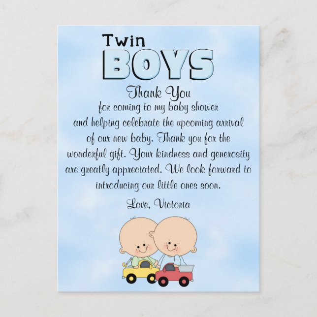Carte Postale Baby shower jumeaux (Devant)