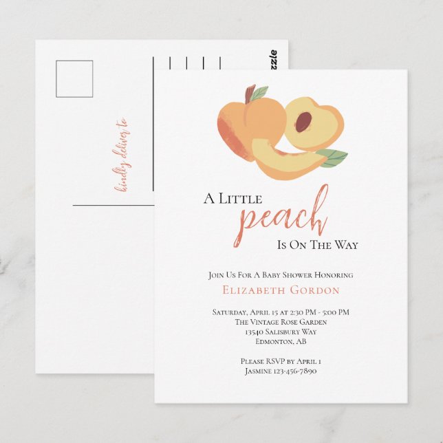 Carte Postale Baby shower Little Peach (Devant / Derrière)