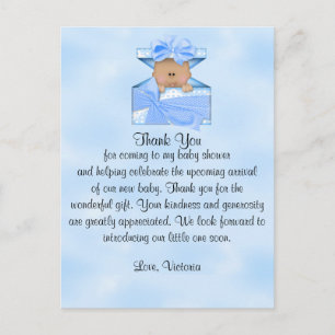 Carte Postale baby shower Merci bébé garçon ethnique
