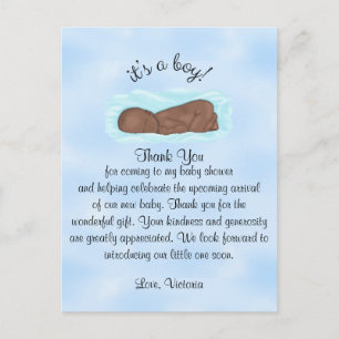 Carte Postale baby shower Merci C'est un garçon ethnique
