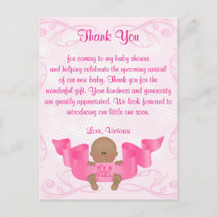 Carte Postale baby shower Merci C'est une fille bébé fille