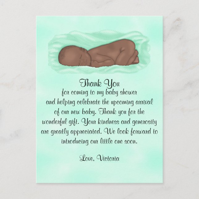 Carte Postale Baby shower Merci Hommes et femmes Neutralité ethn (Devant)