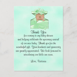 Carte Postale baby shower Merci Hommes et femmes Neutralité Ethn