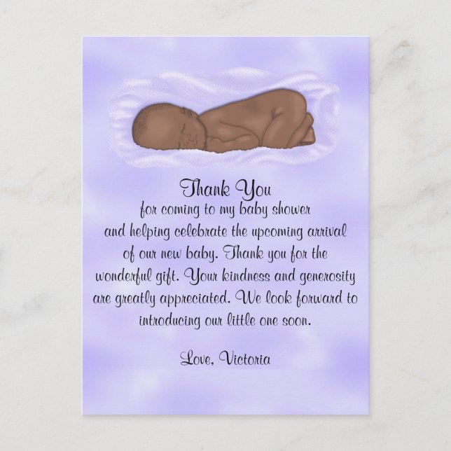 Carte Postale Baby shower Merci Hommes et femmes Neutralité ethn (Devant)