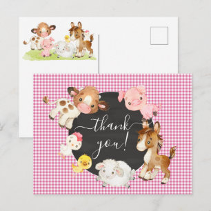 Carte postale Baby shower Merci pour animaux de fe