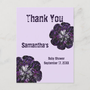Carte Postale Baby shower Merci violet Merci