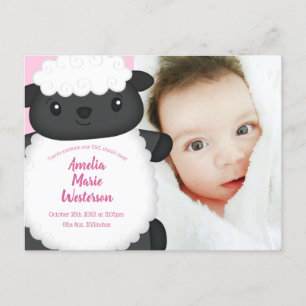 Carte Postale Baby shower mouton rose