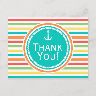 Carte Postale Baby shower Nautique, Bright Rainbow Stripes