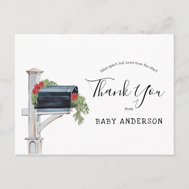 Carte Postale Baby shower par Mail Winter Merci À feuillage pers (Devant)
