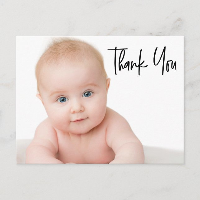 Carte Postale Baby shower photo pour bébé avec poignet moderne (Devant)