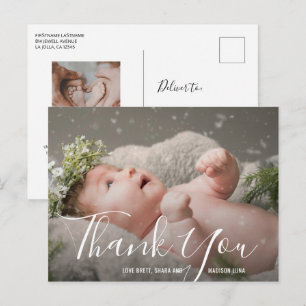 Carte Postale Baby shower photo simple et élégant Merci