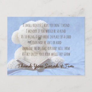 Carte Postale Baby shower Poem Card de demande de livre personna