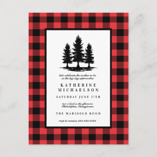 Carte Postale Baby shower   Rustic Forest Buffalo Checks