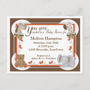 Carte Postale Baby shower Safari Postcard Invitation