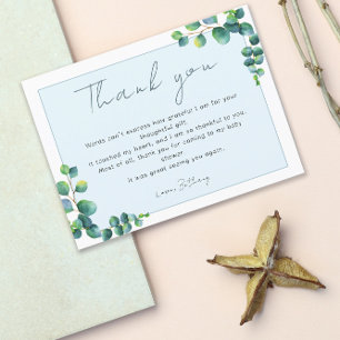 Carte Postale Baby shower simple de Merci Eucalyptus