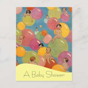 Carte postale Baby shower Vintage Annonces Balloon